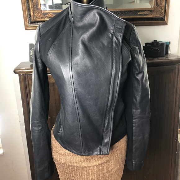 Vince Cross Front LeatherWool Jacket S